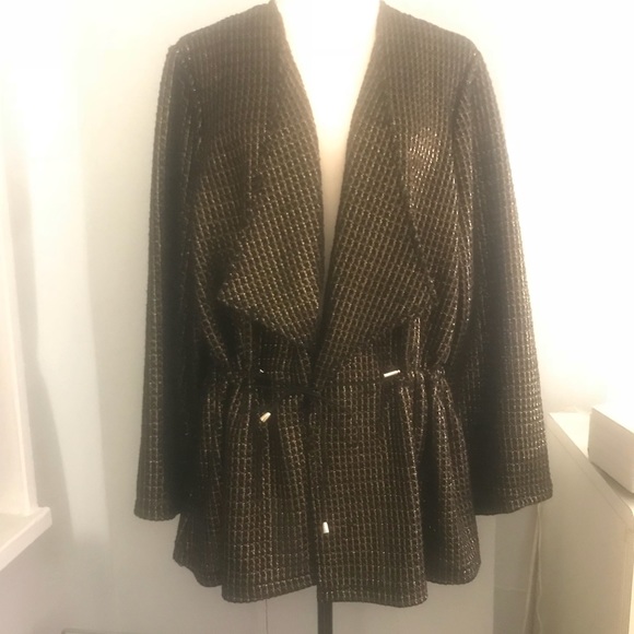 Rafaella Sweaters - NWT SOFT TWEED-ESQUE SWEATER/JACKET BLK GOLD 3X